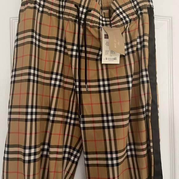 Burberry wide Stripe Vintage Check Stretch Cotton Trousers - Picture 6 of 7